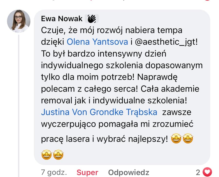 Komentarz na Facebooku: Ewa Nowak