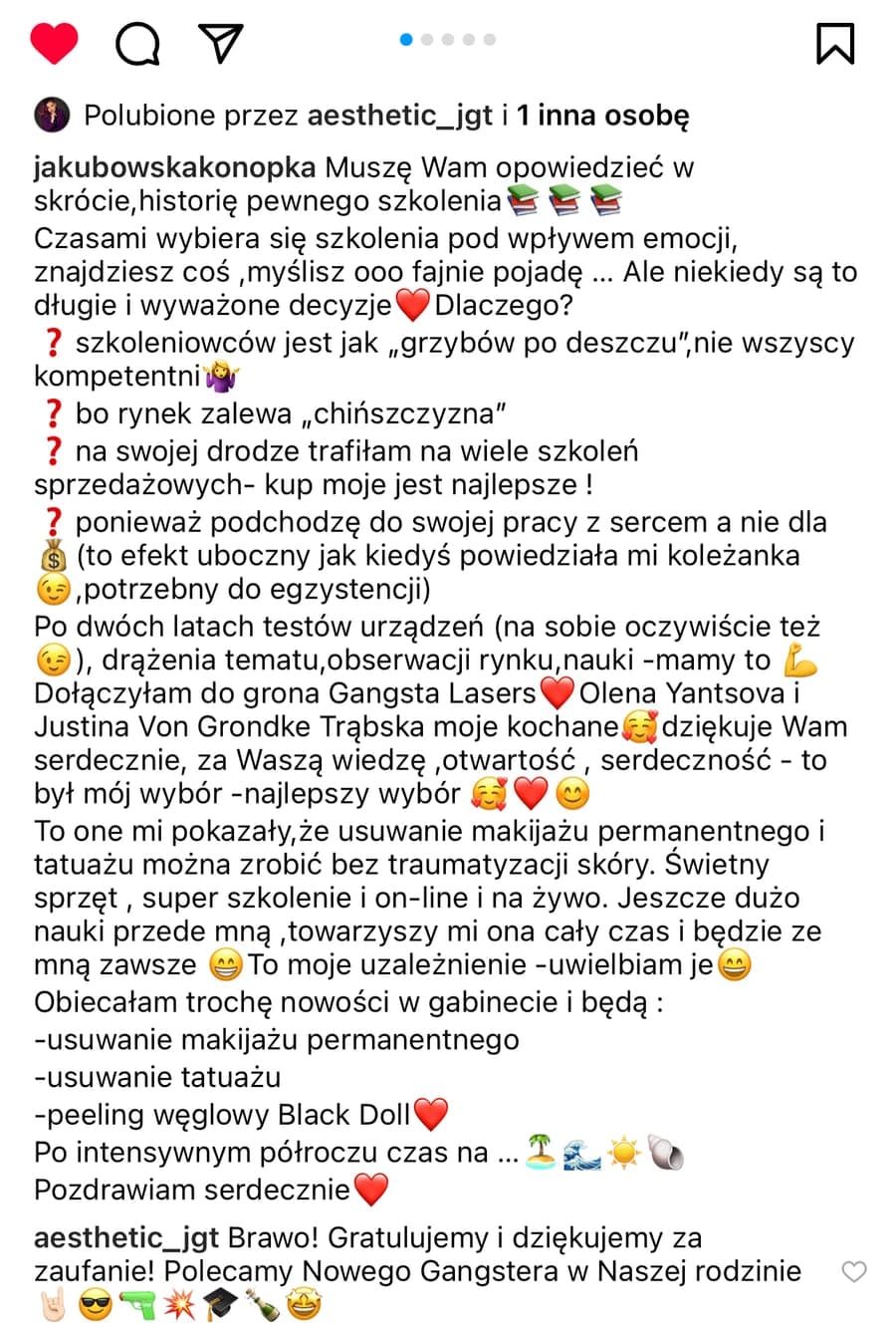 Post na Instagramie: Izabela Jakubowska-Konopka