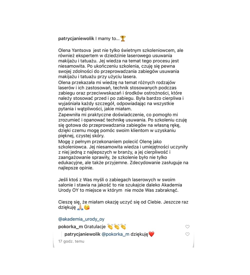 Post na Instagramie: patrycjaniewolik